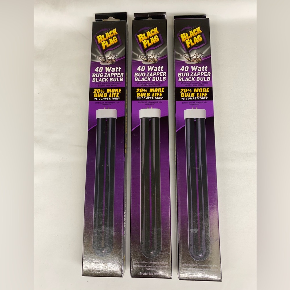 3x Black Flag 40 Watts Bug Zapper Black Replacement Bulbs New in Boxes.